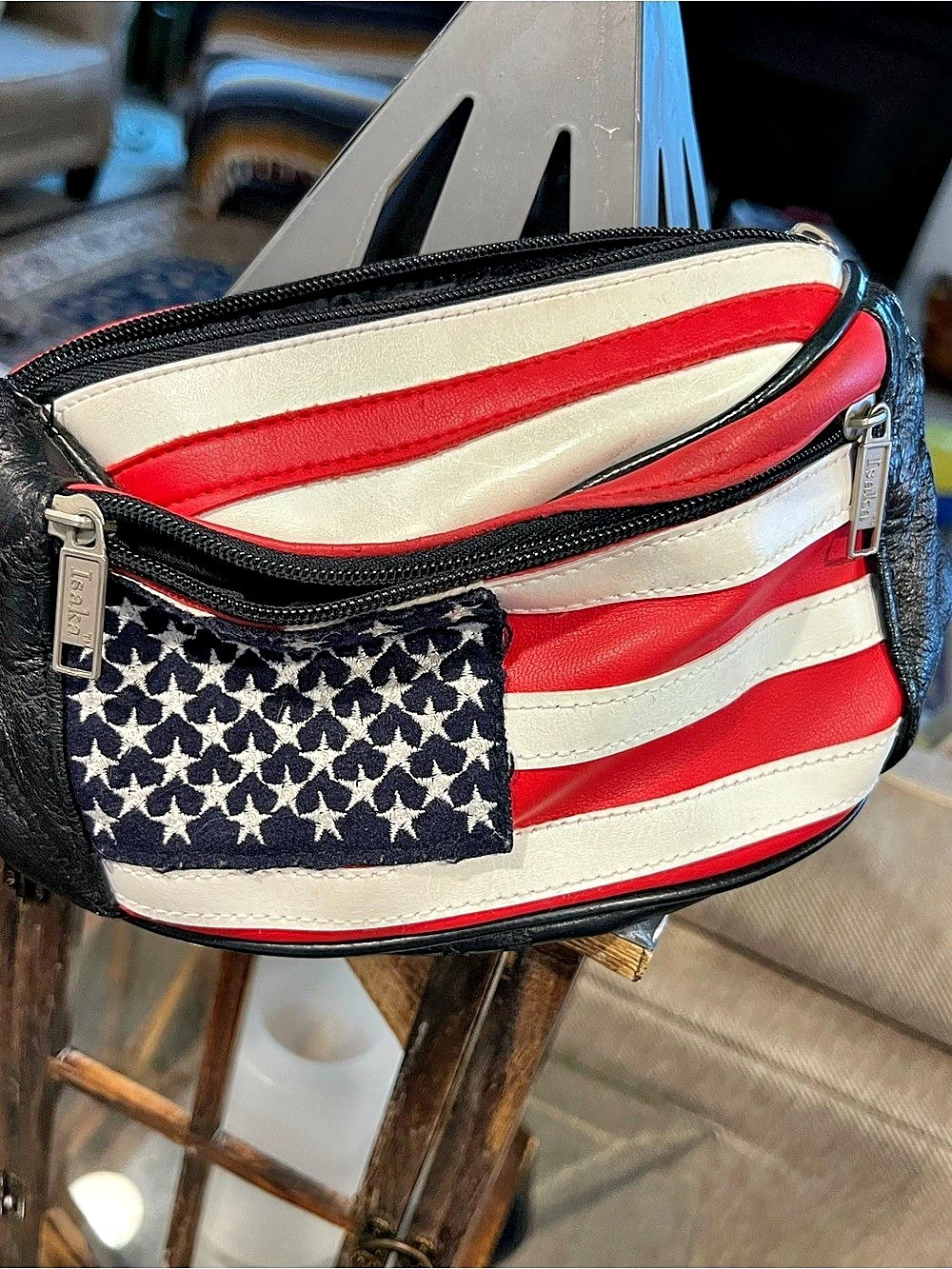 Isaka Patriotic Leather Flag Crossbody Bag